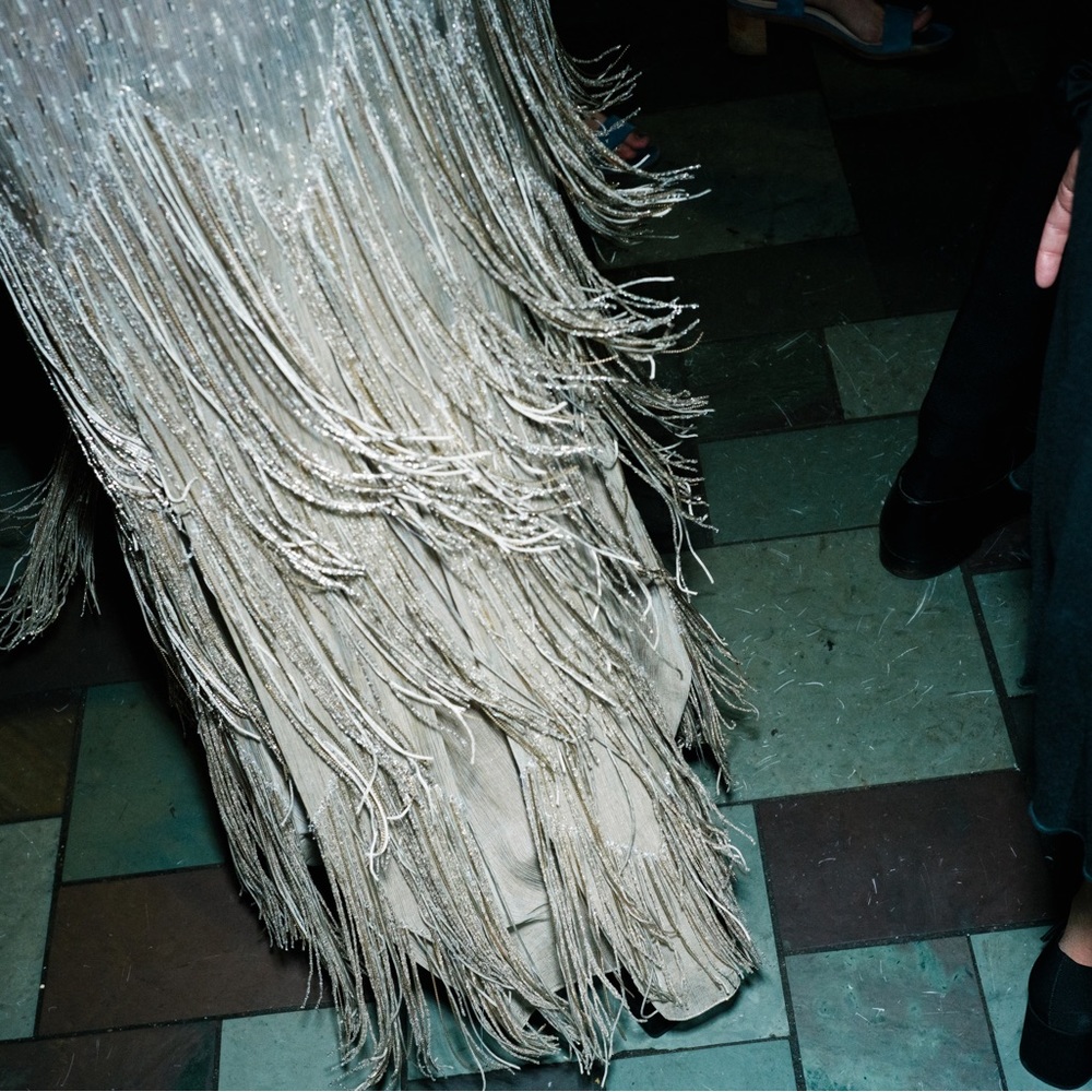 Silver beaded Oscar De La Renta Gown — one of a kind